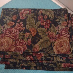 Lot of 6 jacard floral placemats